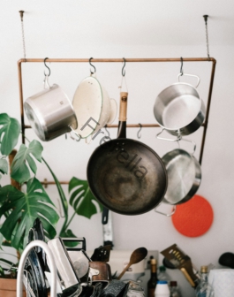 black frying pan on stove